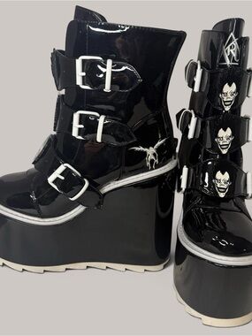 YRU x Death Note Ryuk Dune Lo Platform Boots Size 6 Goth Anime Rare